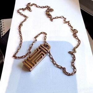 ✨ Tory Burch Rose Gold-Tone Logo Pendant Necklace | Vintage-Inspired Statement